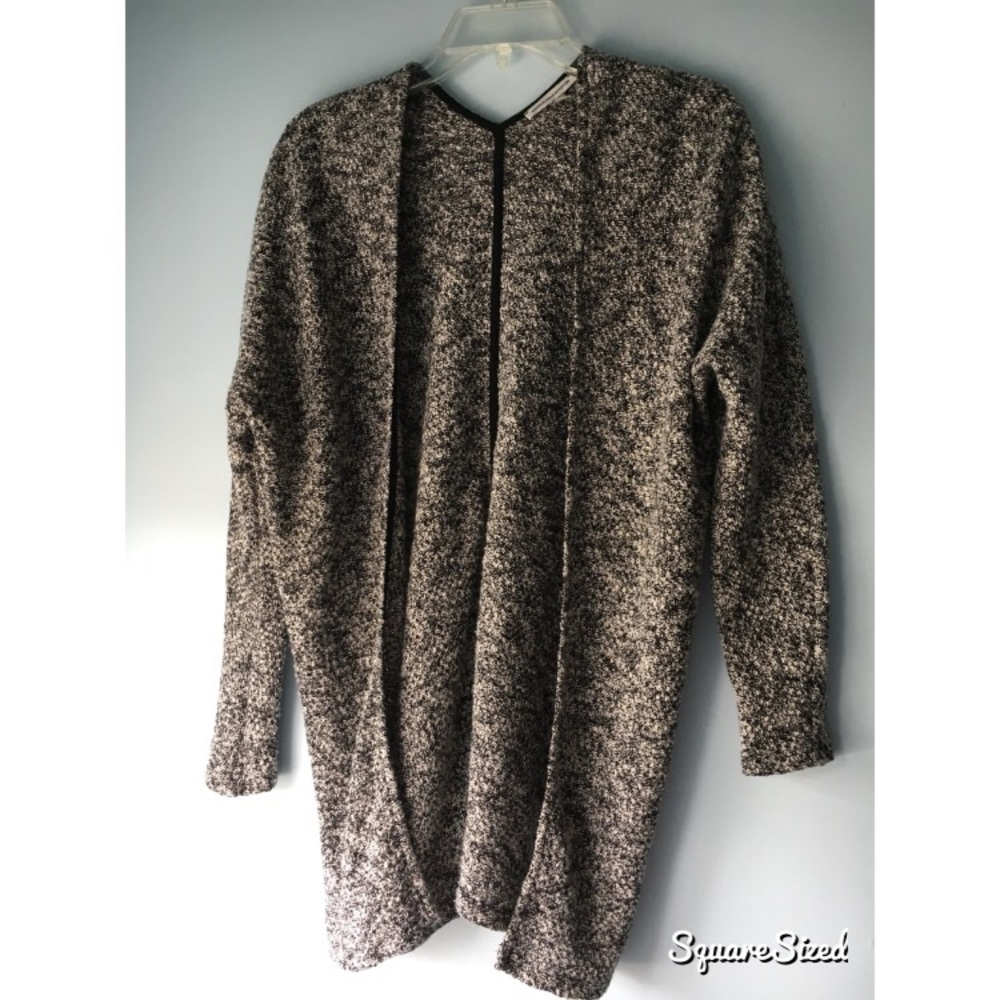 Gray and White Knit Cardigan